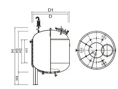 Especificaciones del tanque de almacenamiento de WFI horizontal
